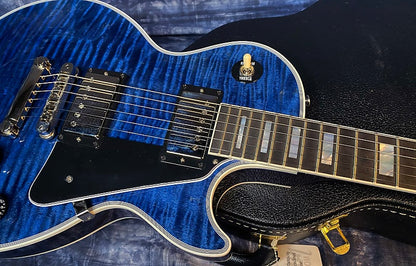 NEW! 2024 Gibson Custom Shop Les Paul Custom - Dealer Select - Authorized Dealer - Translucent Blue Monster Flame Top - Super RARE! 9.9 lbs - G03951