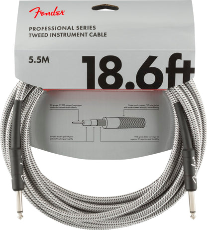 NEW ! Fender Professional Series Instrument Cable, 18.6', White Tweed - Authorized Dealer - Lifetime Warranty