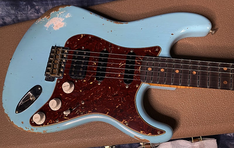 NEW ! 2024 Fender Custom Shop 62 HSS Stratocaster Heavy Relic - Shredder Strat! EVH Bridge P/U - Daphne Blue - AAA Flamed Maple Neck - Authorized Dealer - 7.7 lbs - G03610