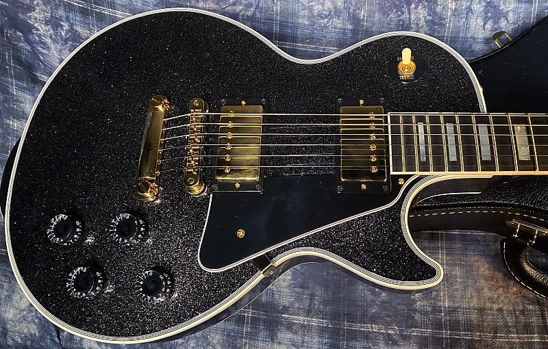 NEW ! 2024 Gibson Dealer Select Custom Shop Les Paul Custom - Large Flake Black Sparkle - Authorized Dealer - 10.6 lbs - G03860