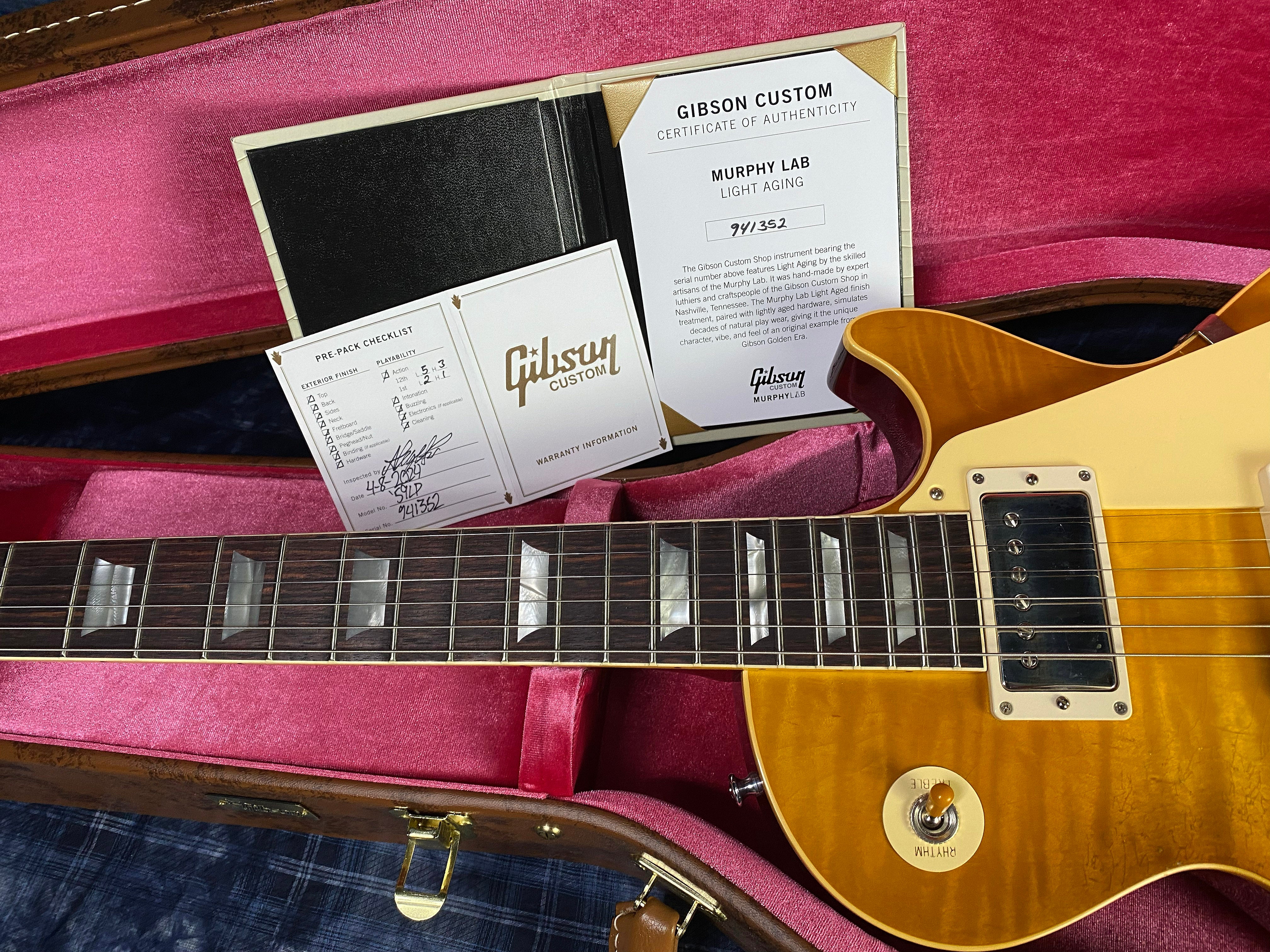 NEW! 2024 Gibson Custom 1959 Les Paul Standard Reissue Electric Guitar - Murphy Lab Light Aged Dirty Lemon - 8.45lbs - Authorized Dealer - G02765