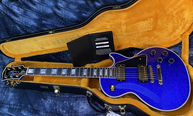 NEW ! 2024 Gibson Special Order Custom Shop Les Paul Custom Dealer Select - Dark Blue Sparkle - Authorized Dealer - 10.1 lbs - G03842