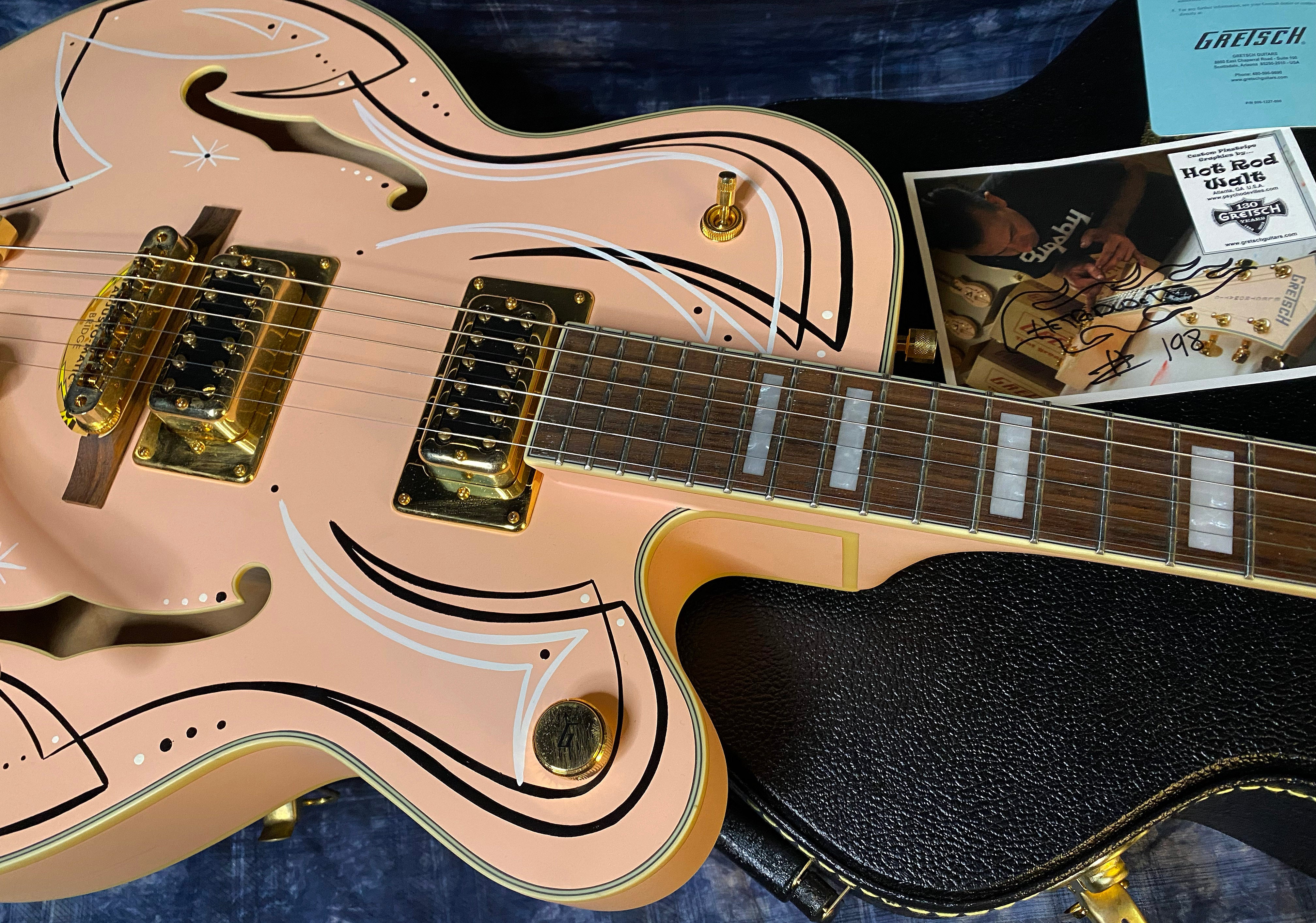 NEW OLD STOCK! 2013 Gretsch G5191TMS Tim Armstrong Custom Hot Rod Walt Grafix - Salmon with Pin Stripes & Hard Shell Case - Authorized Dealer - 7.75lbs - Ultra RARE!