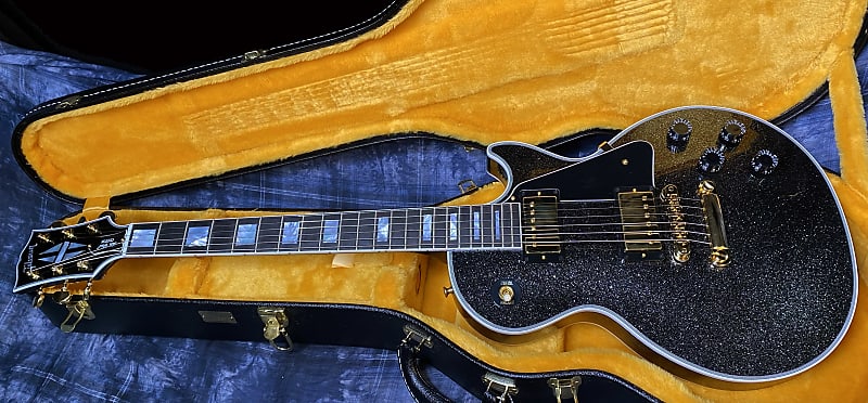 NEW ! 2024 Gibson Dealer Select Custom Shop Les Paul Custom - Large Flake Black Sparkle - Authorized Dealer - 10.6 lbs - G03860