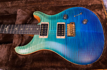 BRAND NEW ! 2024 Paul Reed Smith Custom 24 CU24 - Wood Library - Torrefied Flamed Maple Neck Ebony Fretboard - Satin Blue Fade - Authorized Dealer - 7.2 lbs - G03558