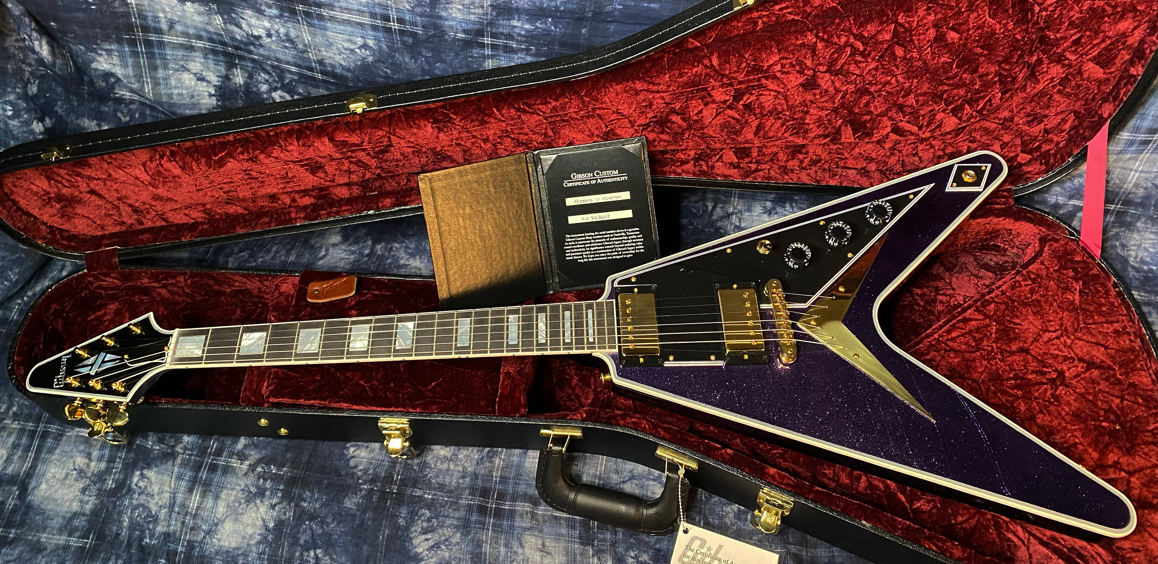 NEW! 2024 Gibson Custom Shop Flying V Custom - Purple Sparkle - Ebony Board - Authorized Dealer - Ultra RARE! Dealer Select - 7.9lbs - G04161