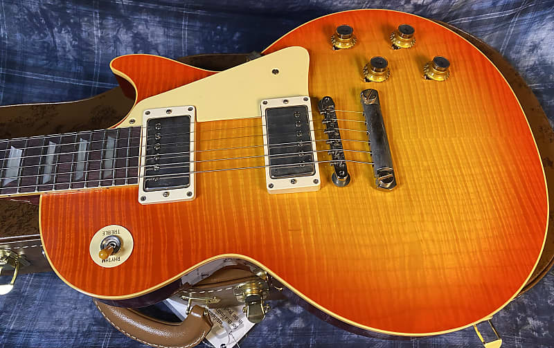 NEW ! 2024 Gibson Custom 1960 Les Paul Standard Reissue VOS - Tangerine Burst - Killer 3D Flame Top - Major Depth and Movement - Authorized Dealer - ONLY 8.2 lbs !!! - G03728