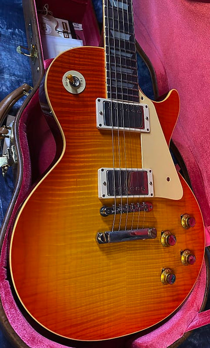 NEW ! 2024 Gibson Custom 1960 Les Paul Standard Reissue VOS - Tangerine Burst - Killer 3D Flame Top - Major Depth and Movement - Authorized Dealer - ONLY 8.2 lbs !!! - G03728