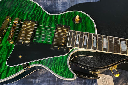 NEW! 2024 Gibson Dealer Select Custom Shop Les Paul Custom AAAAA Quilt - Transparent Green - Authorized Dealer - WOW! 9.9 lbs - G04111