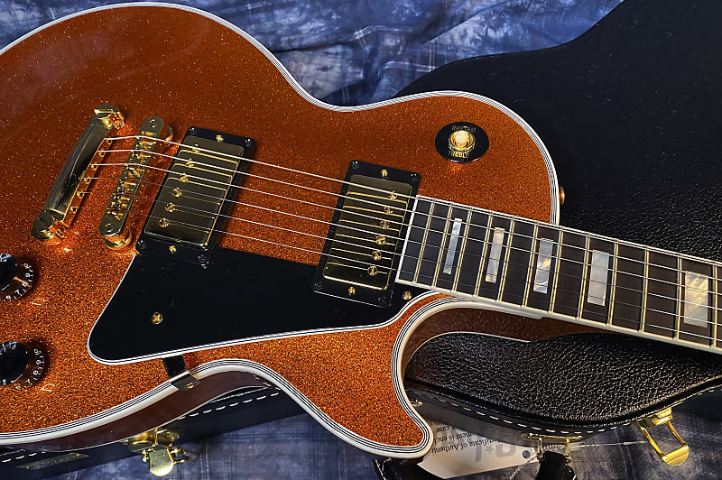 NEW ! 2024 Gibson Made 2 Measure Custom Shop Les Paul Custom Dealer Select Orange Sparkle - Authorized Dealer 10.1 lb - G03943