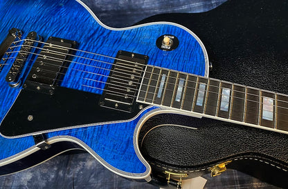 NEW! 2024 Gibson Custom Shop Les Paul Custom - Dealer Select - Authorized Dealer - Translucent Blue Monster Flame Top - Super RARE! Only 9.5 lbs - G03956