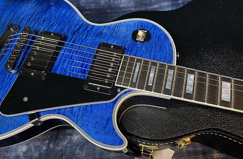 NEW! 2024 Gibson Custom Shop Les Paul Custom - Dealer Select - Authorized Dealer - Translucent Blue Monster Flame Top - Super RARE! Only 9.5 lbs - G03956