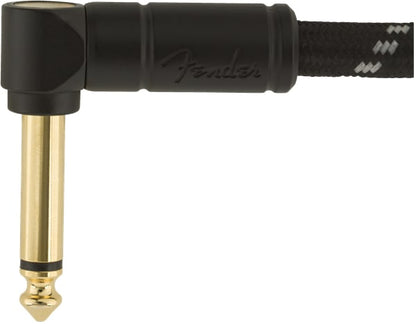 NEW ! Fender Deluxe Series Instrument Cable, Straight/Angle, 15' Black Tweed - Authorized Dealer - Lifetime Warranty