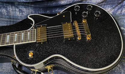 NEW ! 2024 Gibson Dealer Select Custom Shop Les Paul Custom - Large Flake Black Sparkle - Authorized Dealer - 10.35 lbs - G03846