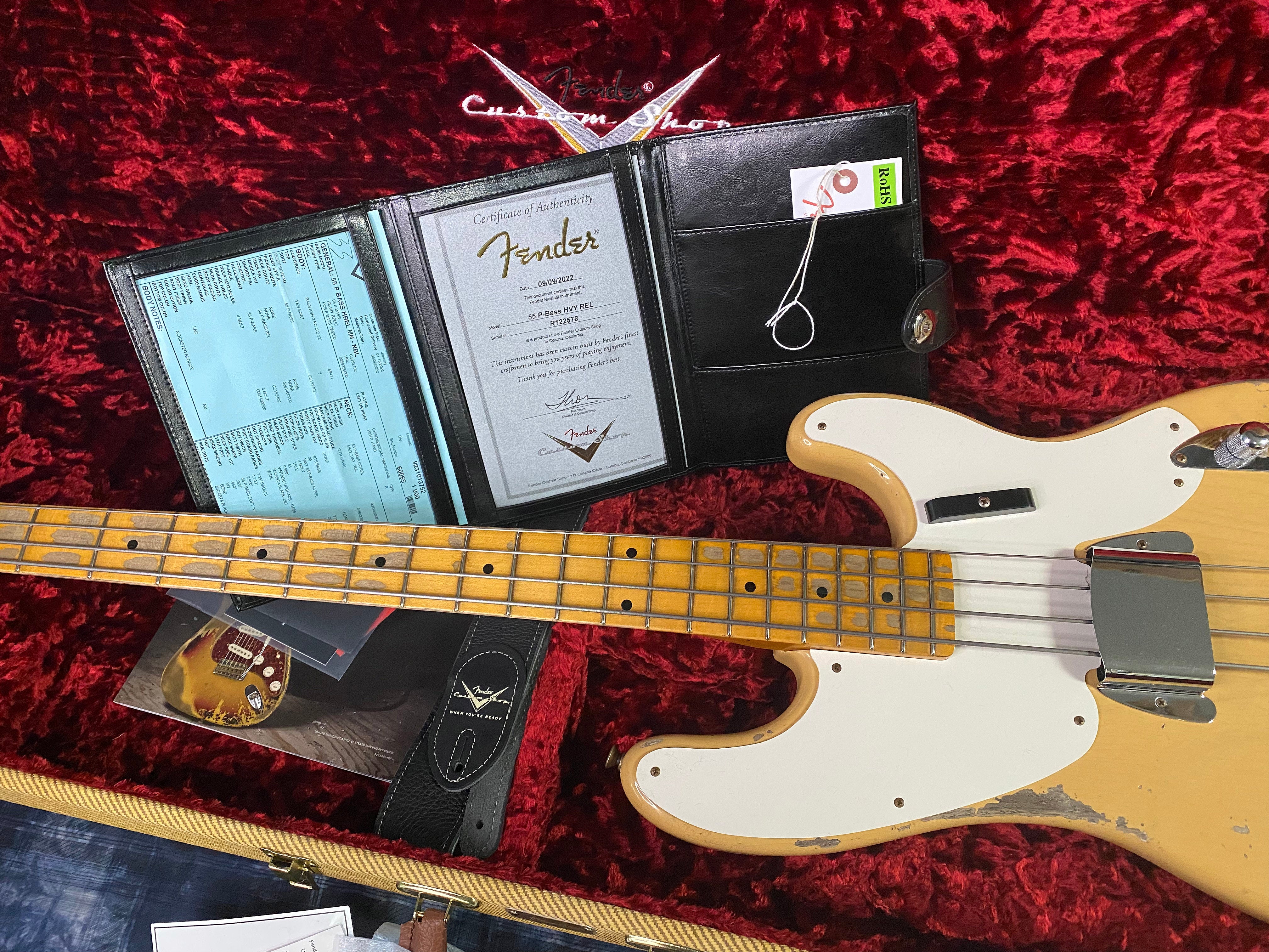 2022 Fender Custom Shop '55 Precision Bass Relic NoCaster Blonde Authorized Dealer Only 8.5lbs