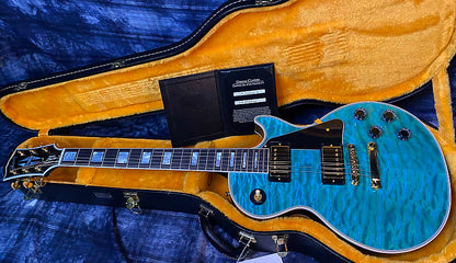 BRAND NEW! 2024 Gibson Dealer Select Custom Shop Les Paul Custom AAAAA Quilt - Aqua Blue - Authorized Dealer - WOW! 10.1 lbs - G03944