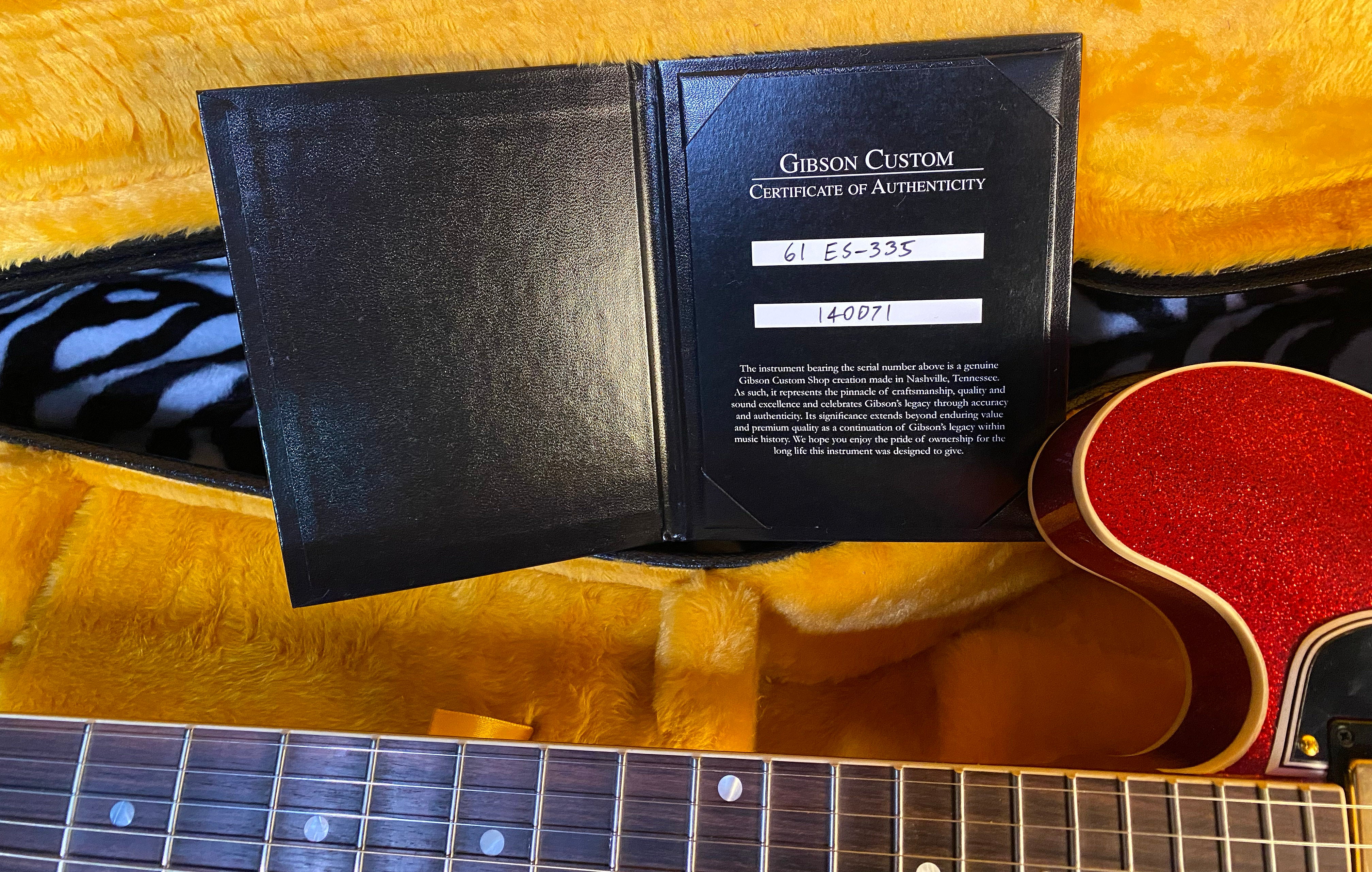 UNPLAYED 2024 Gibson Custom Shop 1961 ES-335 Reissue - Red Sparkle VOS Finish - Custom Order Made 2 Measure - Limited Edition! - Authorized Dealer - Only 7.8 lbs - In-Stock G02410 - SAVE BIG! Open Box!