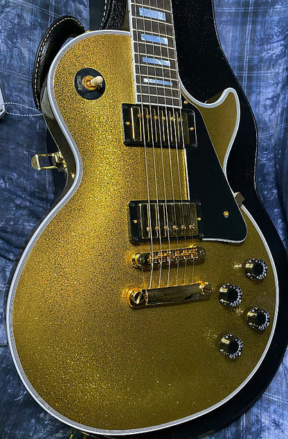 NEW! 2024 Gibson Dealer Select Custom Ordered Custom Shop Les Paul Custom - Large Flake Gold Sparkle - Authorized Dealer - 10.1 lbs - G03861