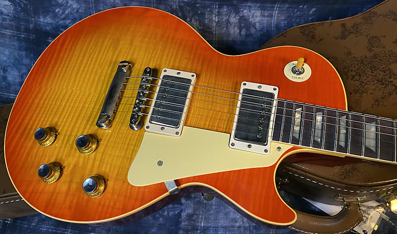 NEW ! 2024 Gibson Custom 1960 Les Paul Standard Reissue VOS - Tangerine Burst - Killer 3D Flame Top - Major Depth and Movement - Authorized Dealer - ONLY 8.2 lbs !!! - G03728