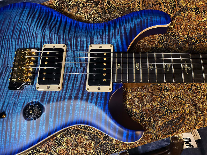 BRAND NEW ! 2024 Paul Reed Smith Custom 24 CU24 - Wood Library - Torrefied Flamed to Death Maple Neck - Ebony Fretboard - Violet Blue - Authorized Dealer - 7.3 lbs - G03591