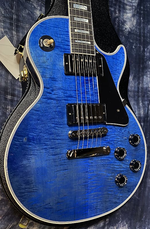 NEW! 2024 Gibson Custom Shop Les Paul Custom - Dealer Select - Authorized Dealer - Translucent Blue Monster Flame Top - Super RARE! Only 9.5 lbs - G03956