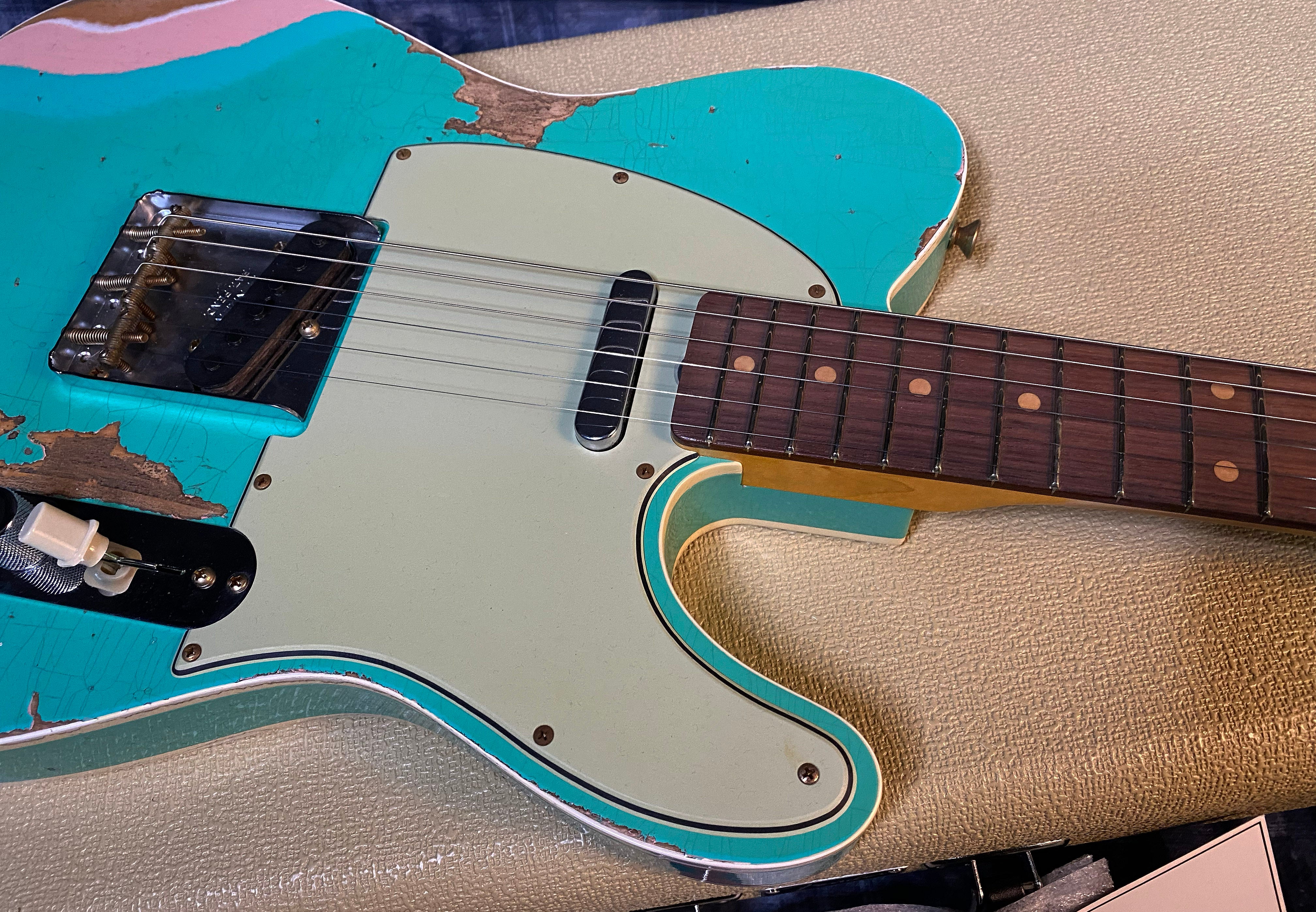 UNPLAYED ! 2024 Fender Custom Shop '60 Heavy Relic Telecaster Handwound Pick-Ups - Modern Specs - Seafoam Green Over 3-Tone Sunburst with Matching Peg Head - Only 6.75 lbs - Authorized Dealer - G03530