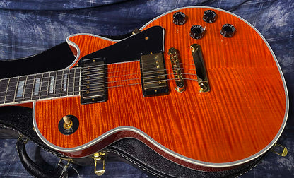 NEW! Gibson Custom Shop Les Paul Custom - Dealer Select - Authorized Dealer - Translucent Orange MONSTER Flame Top! WOW - Super RARE! 10 lbs - G03871