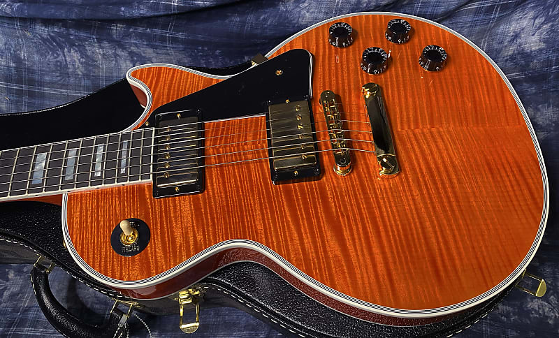 NEW! Gibson Custom Shop Les Paul Custom - Dealer Select - Authorized Dealer - Translucent Orange MONSTER Flame Top! WOW - Super RARE! 10 lbs - G03871