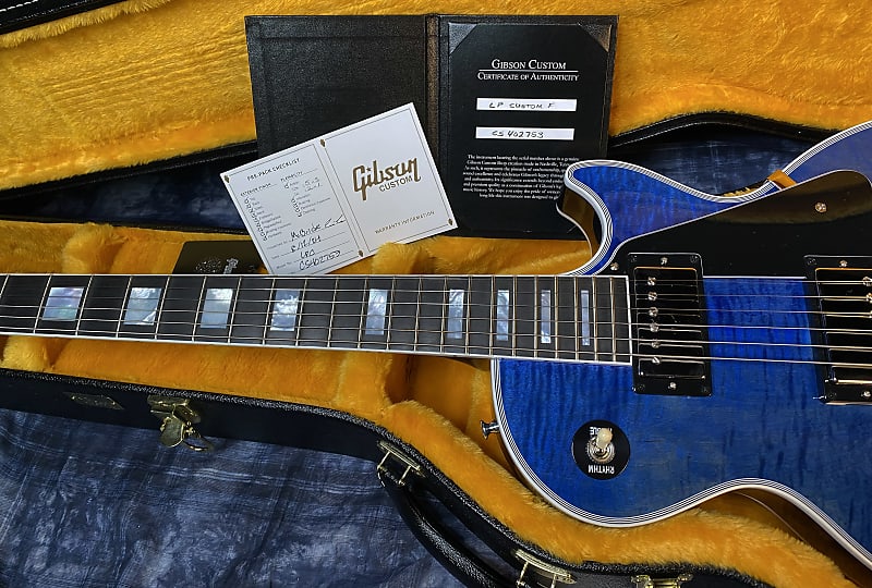 NEW! 2024 Gibson Custom Shop Les Paul Custom - Dealer Select - Authorized Dealer - Translucent Blue Monster Flame Top - Super RARE! Only 9.5 lbs - G03956