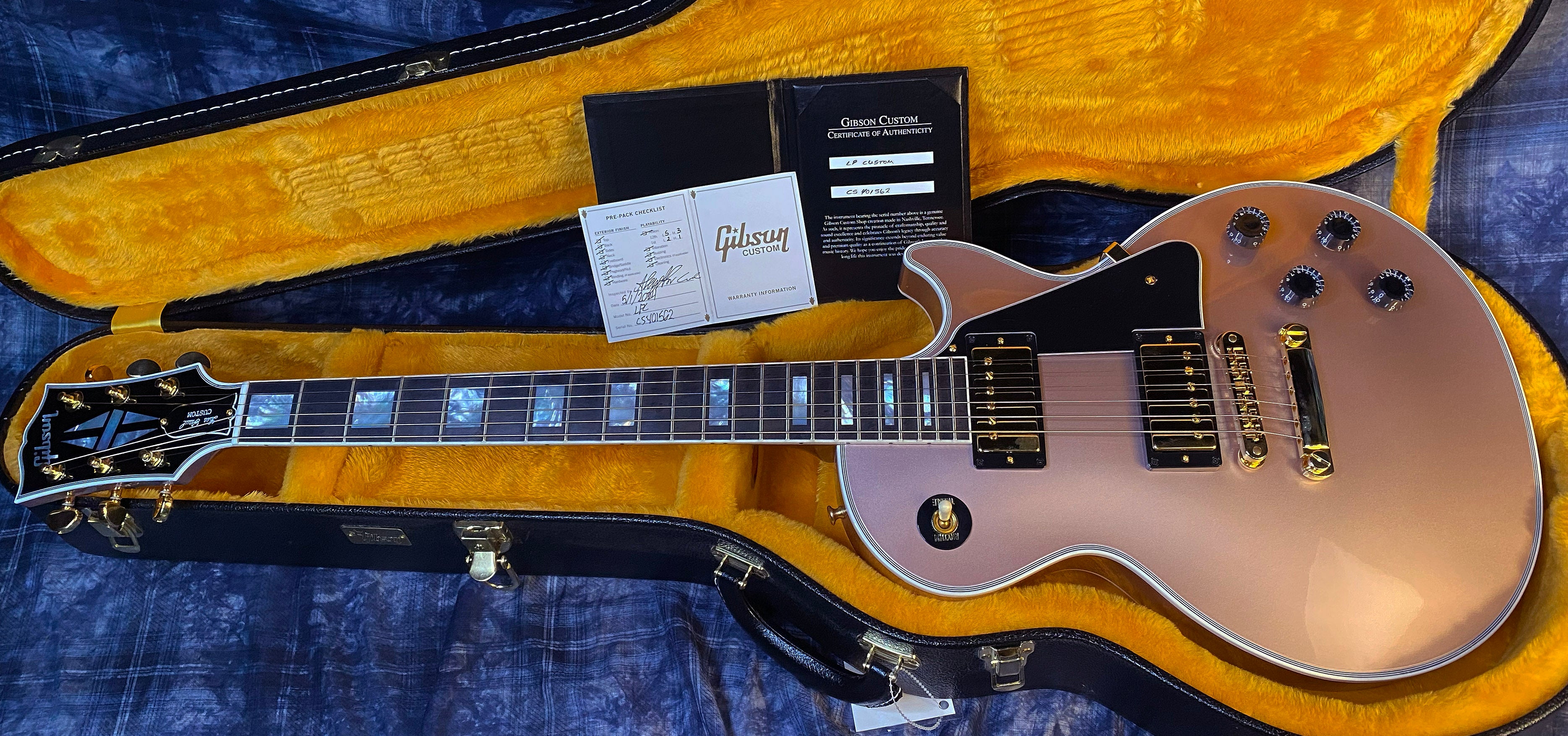 BRAND NEW! 2024 Gibson Dealer Select Custom Shop Les Paul Custom - Rose Gold Authorized Dealer - 10.1 lbs - G03324