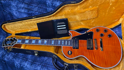 NEW! Gibson Custom Shop Les Paul Custom - Dealer Select - Authorized Dealer - Translucent Orange MONSTER Flame Top! WOW - Super RARE! 10 lbs - G03871