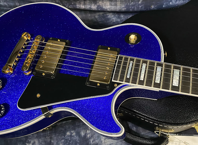 NEW ! 2024 Gibson Special Order Custom Shop Les Paul Custom Dealer Select - Dark Blue Sparkle - Authorized Dealer - 10.1 lbs - G03842