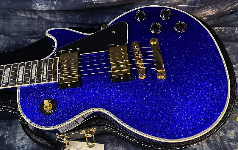 NEW ! 2024 Gibson Special Order Custom Shop Les Paul Custom Dealer Select - Dark Blue Sparkle - Authorized Dealer - 10.1 lbs - G03842