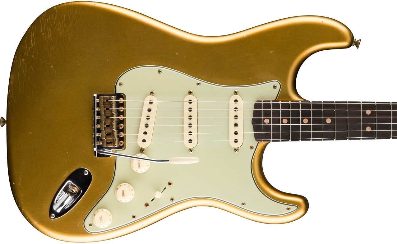 NEW! 2024 Fender #144 Limited Edition '63 Stratocaster Journeyman Relic - Aged Aztec Gold - 8 lbs - Authorized Dealer - Serial #CZ579796