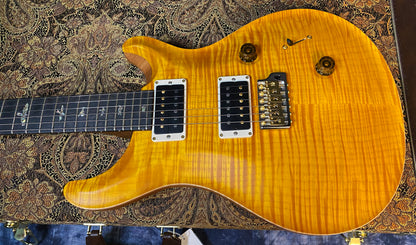 BRAND NEW ! 2024 Paul Reed Smith Custom 24 CU24 - Wood Library - Torrefied Flamed Maple Neck Ebony Fretboard - Satin Santana Yellow - Authorized Dealer - 7.25 lbs - G03557