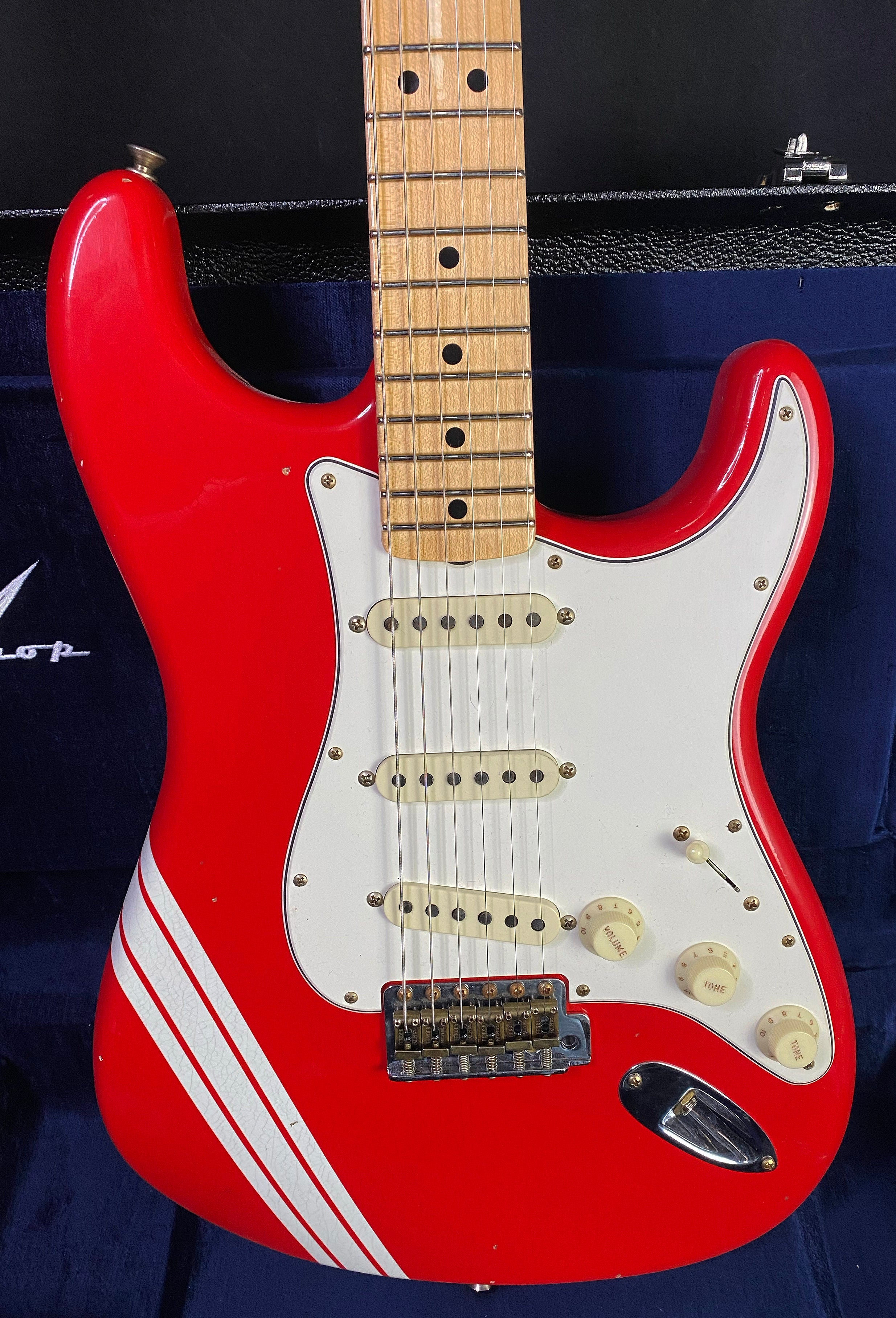 NEW ! 2024 Fender Custom Shop LTD '69 Stratocaster Journeyman Relic Limited Edition - Hot Rod Red with White Racing Stripes - Authorized Dealer - 7.6 lbs - G03072