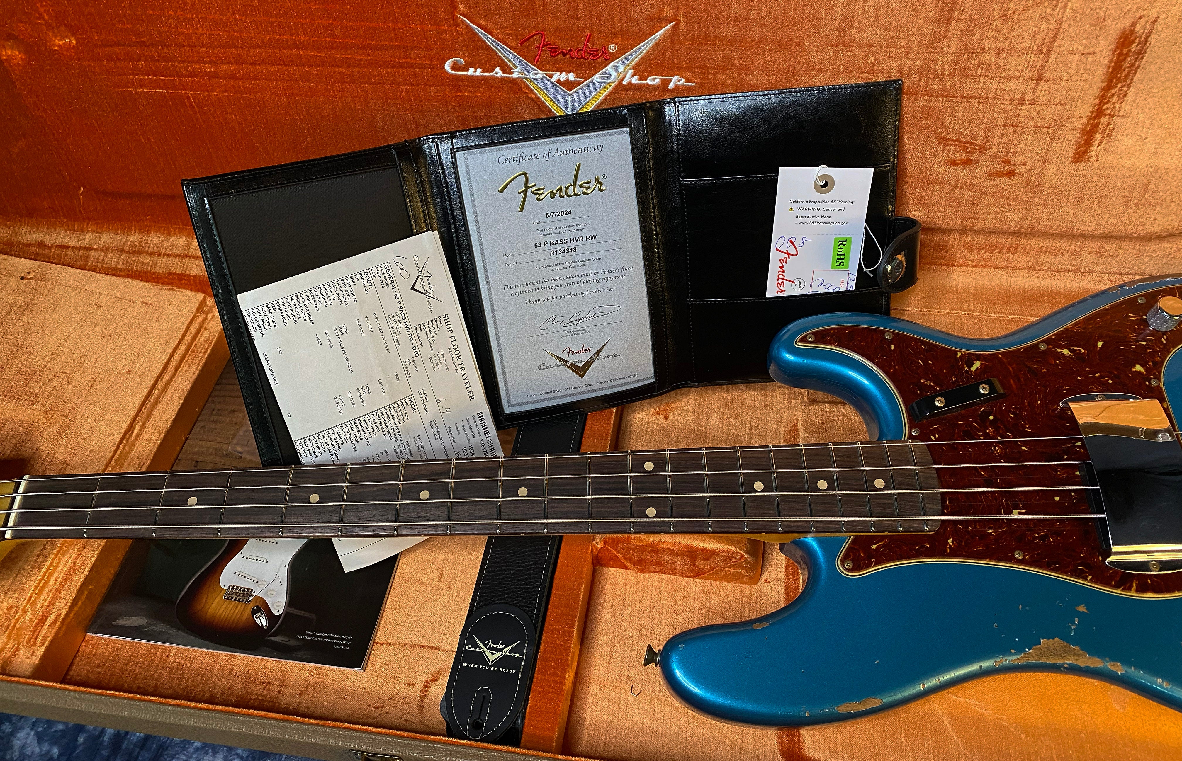 NEW ! 2024 Fender Custom Shop '63 Precision Bass Relic - Ocean Turquoise - 9.1 lbs - Authorized Dealer! In Stock! G03417