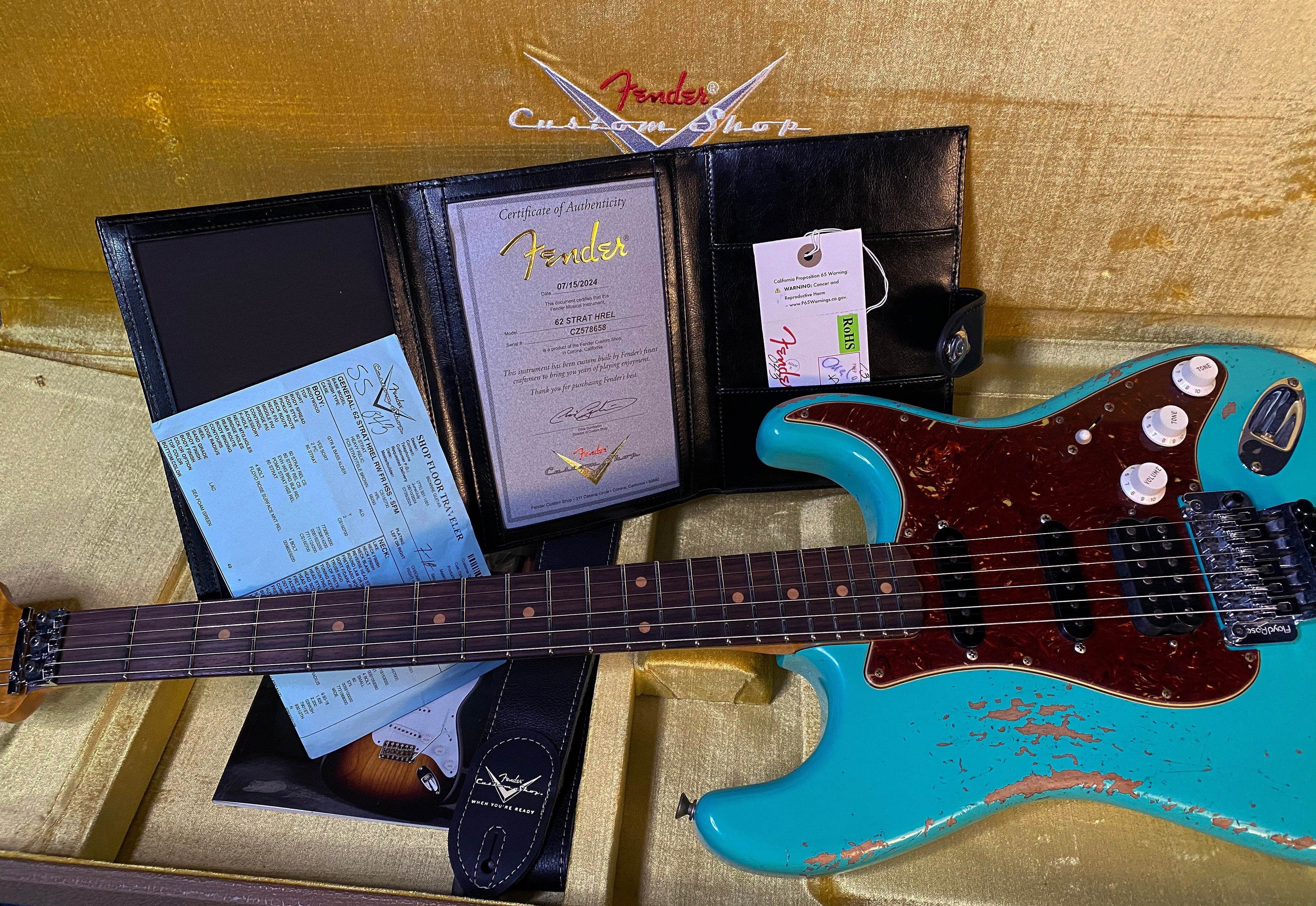 NEW ! 2024 Fender Custom Shop 62 HSS EVH Wolfgang Bridge Pick-Up - Floyd Rose - Shredder Strat! - Stratocaster Heavy Relic - Seafoam Green - AAA Flamed Maple Neck - Authorized Dealer - 8lbs - G03379