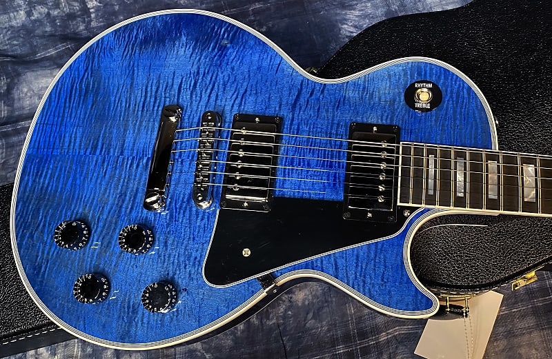 NEW! 2024 Gibson Custom Shop Les Paul Custom - Dealer Select - Authorized Dealer - Translucent Blue Monster Flame Top - Super RARE! Only 9.5 lbs - G03956