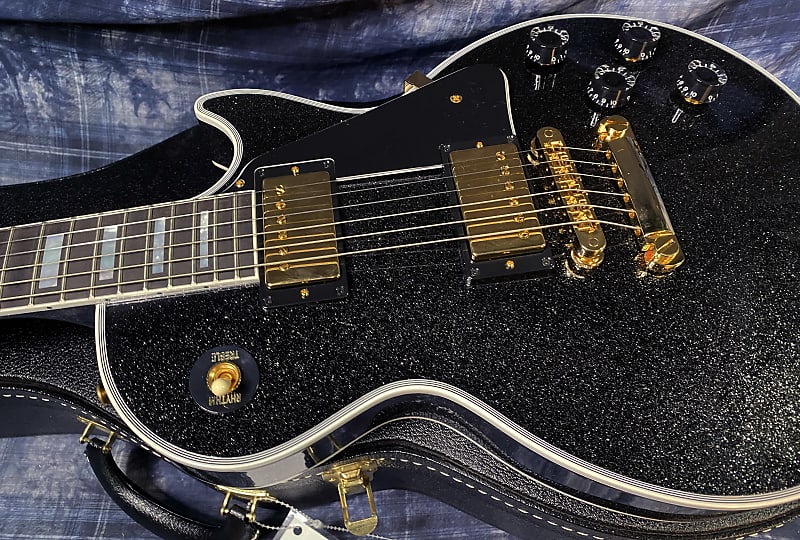 NEW ! 2024 Gibson Dealer Select Custom Shop Les Paul Custom - Large Flake Black Sparkle - Authorized Dealer - 10.35 lbs - G03846