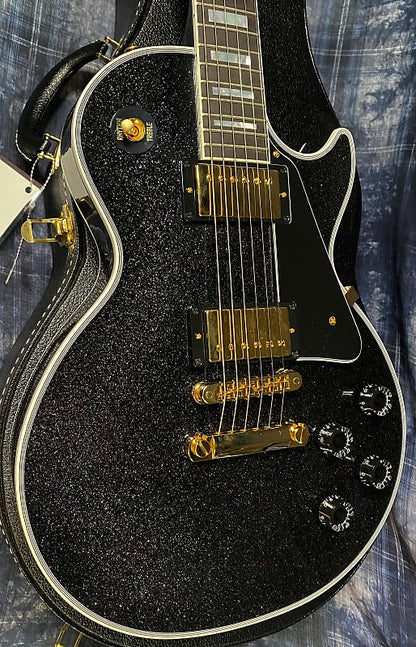 NEW ! 2024 Gibson Dealer Select Custom Shop Les Paul Custom - Large Flake Black Sparkle - Authorized Dealer - 10.35 lbs - G03846