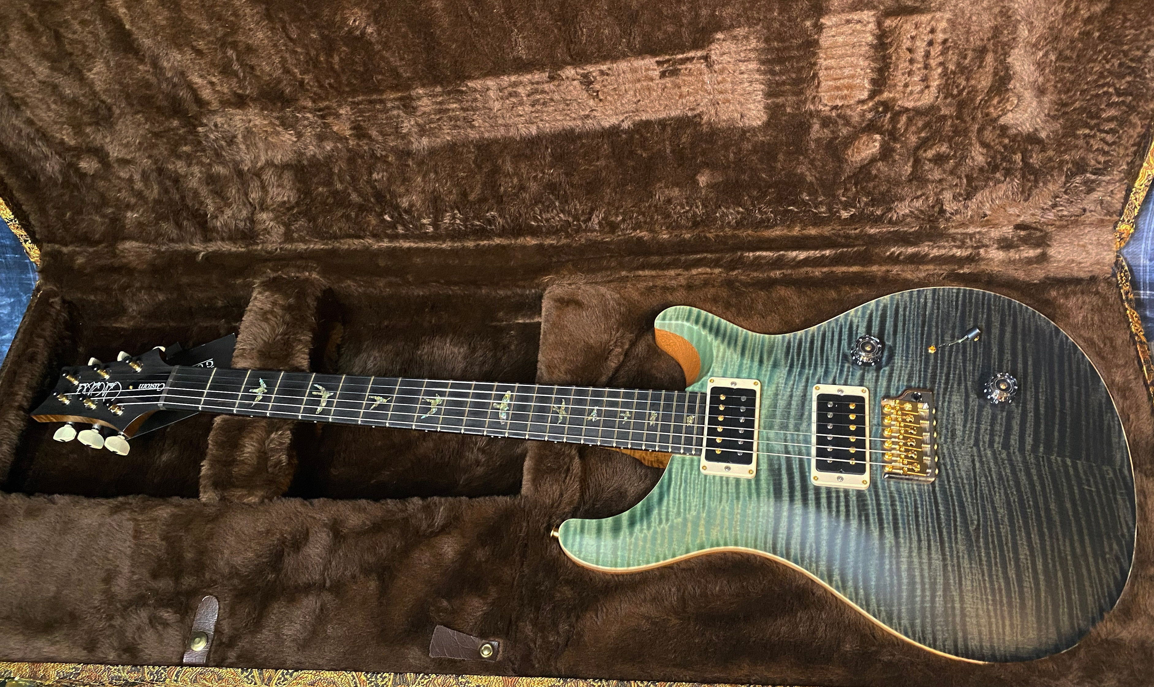 BRAND NEW ! 2024 Paul Reed Smith Custom 24 CU24 - Wood Library - Torrefied Flamed Maple Neck Ebony Fretboard - Trampas Green Fade - Authorized Dealer - 7.7 lbs - G03561