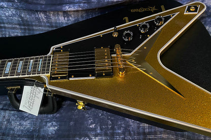 NEW! 2024 Gibson Custom Shop Flying V Custom - Gold Sparkle - Ebony Board - Authorized Dealer - Ultra RARE! Dealer Select - Only 7.1 lbs - G03880