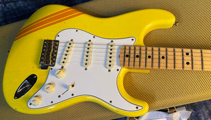 NEW ! 2024 Fender Custom Shop LTD '69 Stratocaster Journeyman Relic Limited Edition - Graffiti Yellow with Orange Competition Racing Stripes - Authorized Dealer - 7.8 lbs - G0204