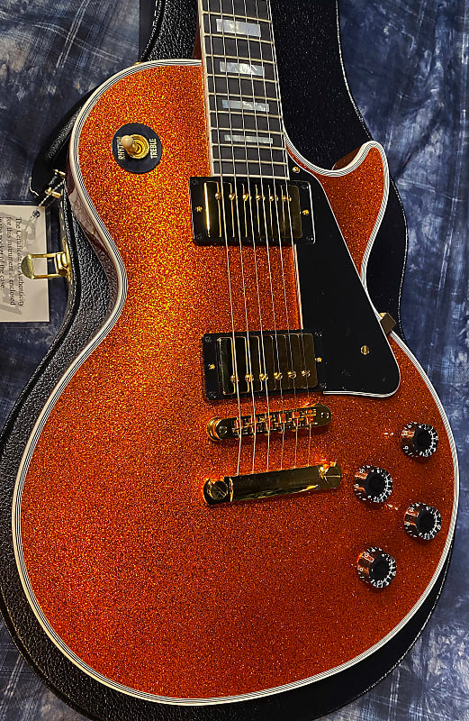 NEW ! 2024 Gibson Made 2 Measure Custom Shop Les Paul Custom Dealer Select Orange Sparkle - Authorized Dealer 10.5 lb - G03950