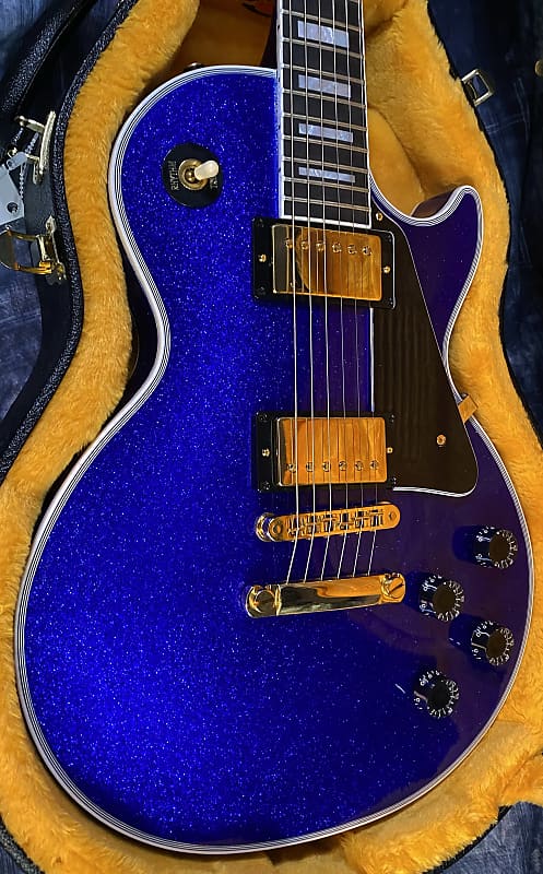 NEW ! 2024 Gibson Special Order Custom Shop Les Paul Custom Dealer Select - Dark Blue Sparkle - Authorized Dealer - 10 lbs - G03840