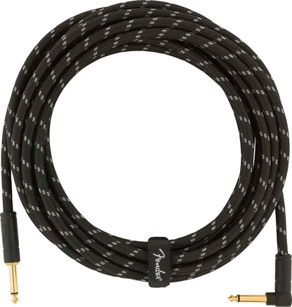 NEW Fender Deluxe Series Instrument Cable - Straight/Angle - 18.6' - Black Tweed - Authorized Dealer