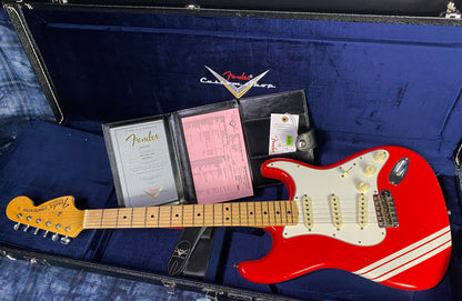 NEW ! 2024 Fender Custom Shop LTD '69 Stratocaster Journeyman Relic Limited Edition - Hot Rod Red with White Racing Stripes - Authorized Dealer - 7.6 lbs - G03072