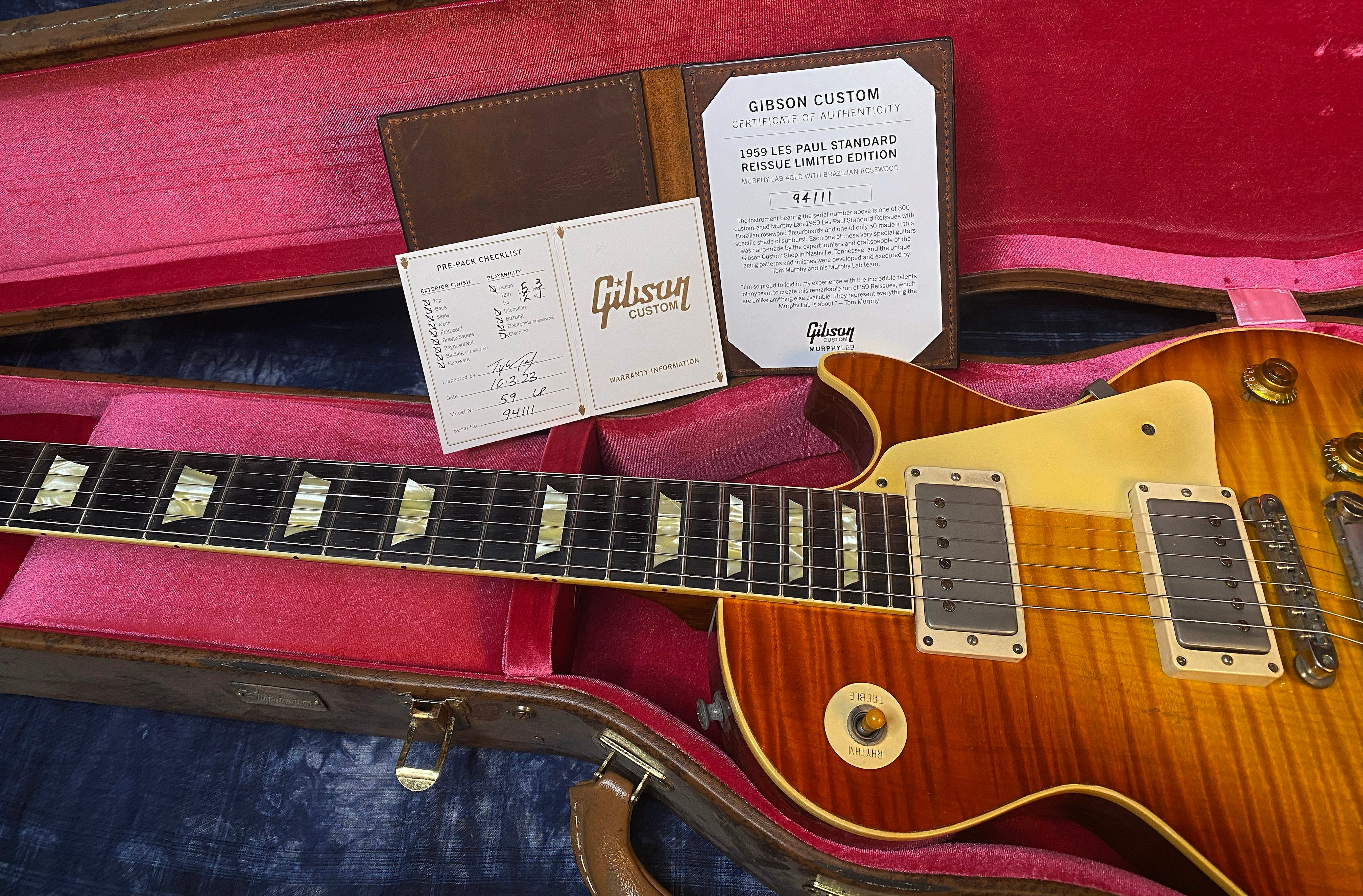 NEW! 2023 Gibson Custom Shop Murphy Lab Limited Edition '59 Les Paul Standard Reissue - Brazilian Rosewood Fretboard - Tom's Tea - Absolute Killer Top! Authorized Dealer - 8.35 lbs - TA