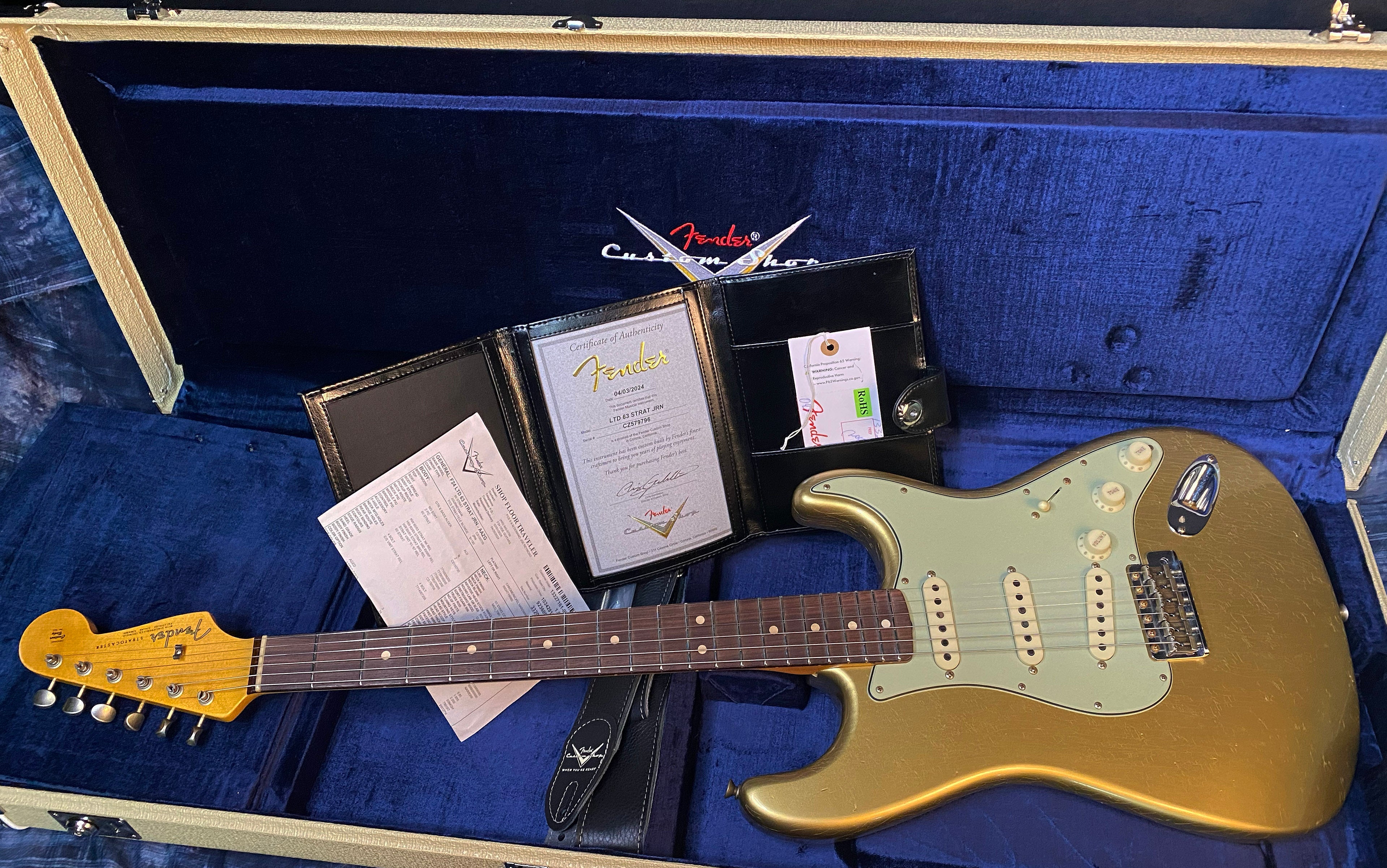 NEW! 2024 Fender #144 Limited Edition '63 Stratocaster Journeyman Relic - Aged Aztec Gold - 8 lbs - Authorized Dealer - Serial #CZ579796